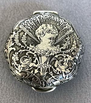 Tiffany acid etched pill box sterling antique silver